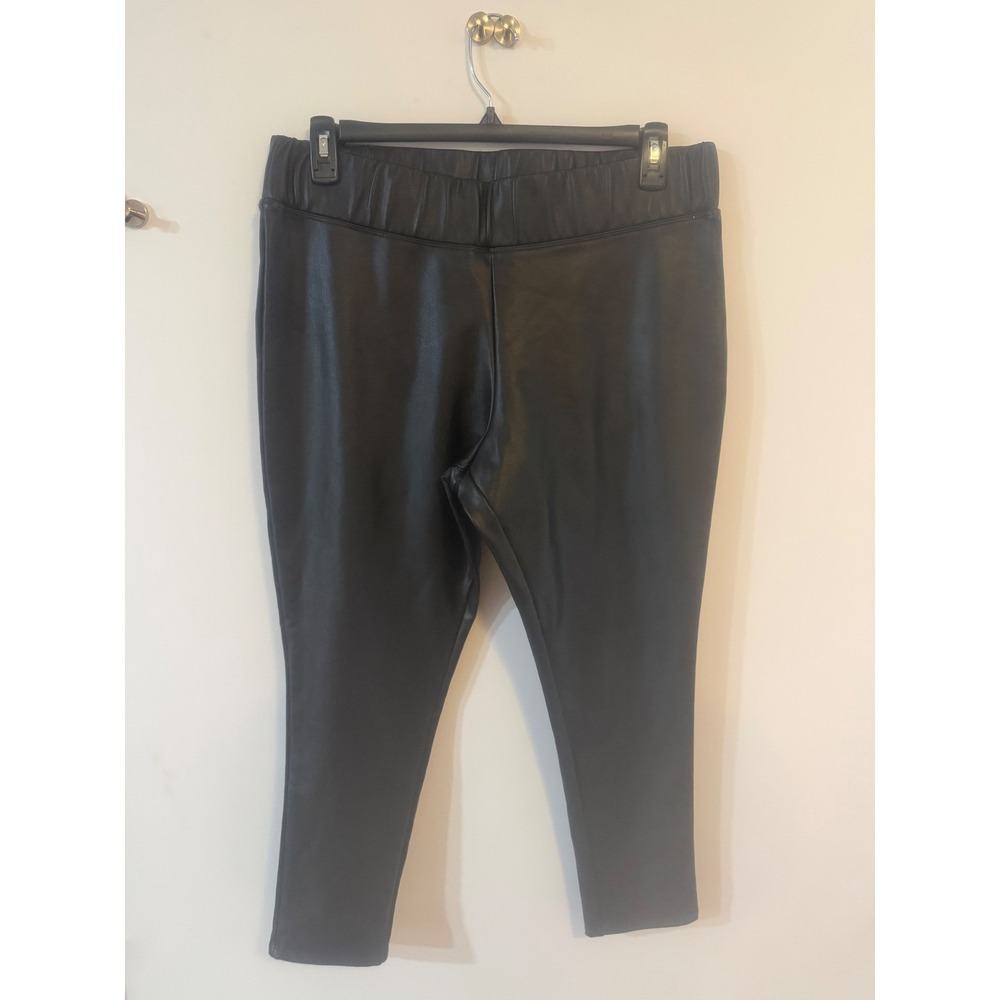 Mixit Womens XL Faux Leather Leggings Black Elastic Waist Pull On Stretch Pants